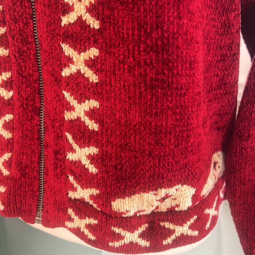 Vintage Y2K Wool Dia North of Boston Zip Up Cardigan Knit Sweater Red sz M EUC - Picture 11 of 17
